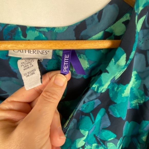 Catherines Women's Sz 3XP (26/ 28WP) Green Blouse V Neck Long Sleeve Career - Picture 8 of 11